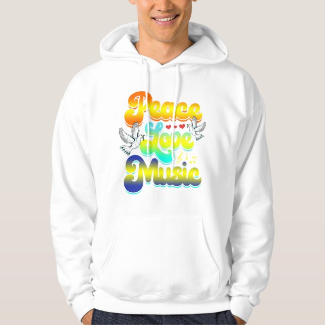 Peace Kärlek Music Rave Festival Musical Hippie Hoodie (Framsida)