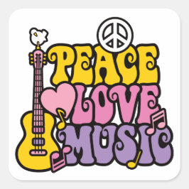 Peace Kärlek Music Sticker Fyrkantigt Klistermärke