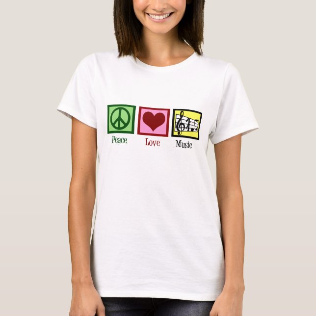 Peace Kärlek Music Tee Shirt (Framsida)