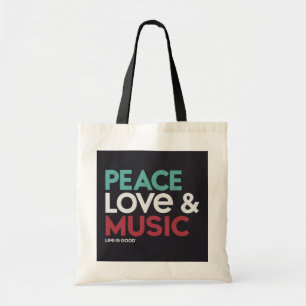 Peace Kärlek & Music Tote Bag - Spread Positivity" Tygkasse