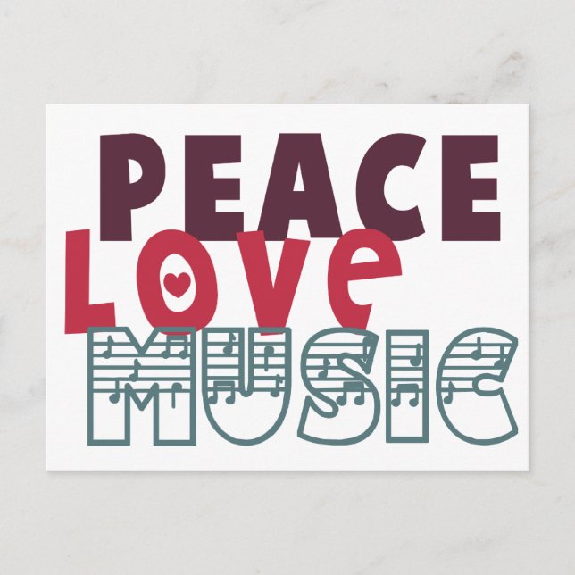 Peace Kärlek Music Vykort (Framsida)