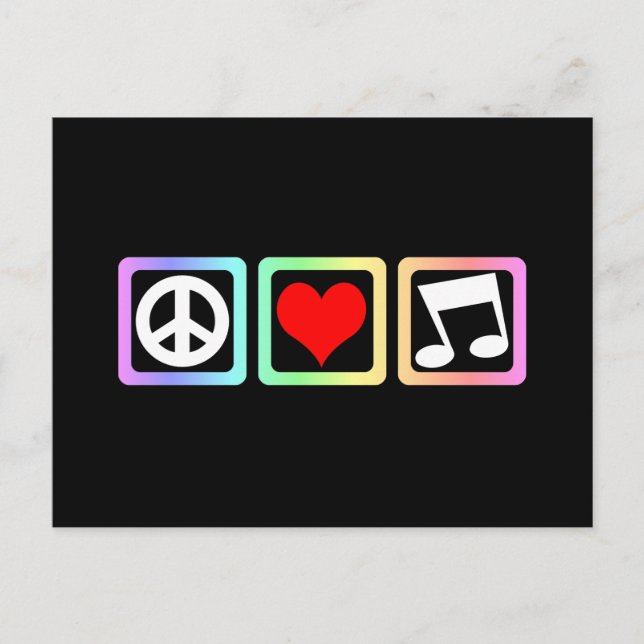 Peace kärlek musik vykort (Framsida)