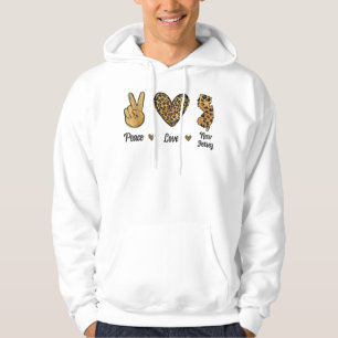 Peace Kärlek New jersey Leopard Flagga Karta Souve Hoodie
