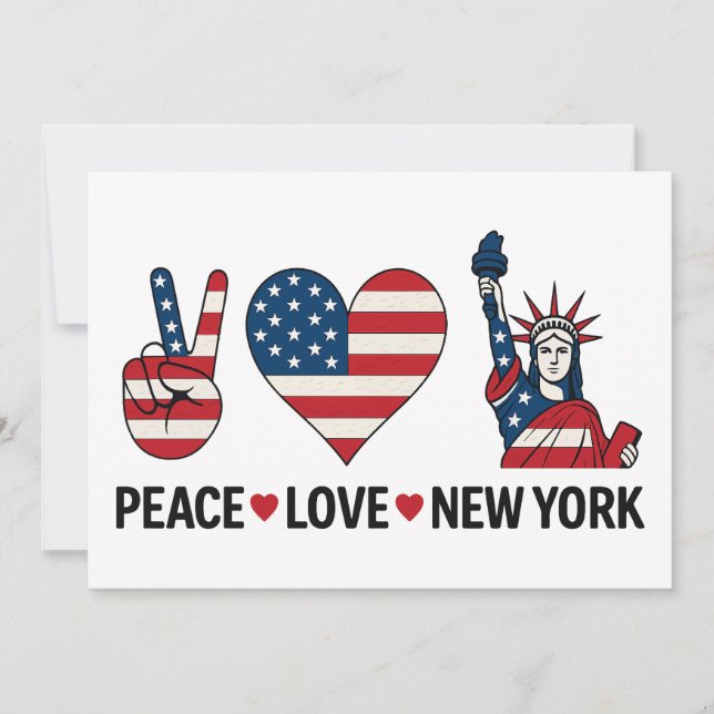 Peace Kärlek New York Inbjudningar (Framsida)