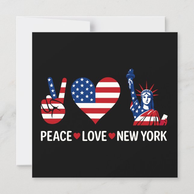 Peace Kärlek New York Magnetisk Inbjudningskort (Framsida)