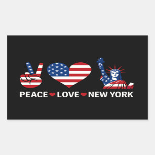 Peace Kärlek New York Rektangulärt Klistermärke