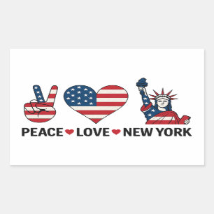 Peace Kärlek New York Rektangulärt Klistermärke