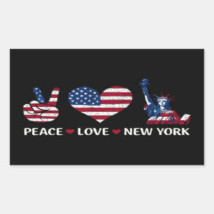 Peace Kärlek New York Rektangulärt Klistermärke