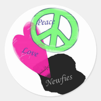 Peace Kärlek & Newables Runt Klistermärke