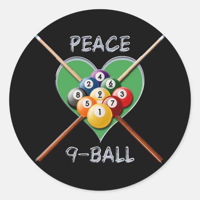 PEACE KÄRLEK NINE BOLL RUNT KLISTERMÄRKE (Framsida)