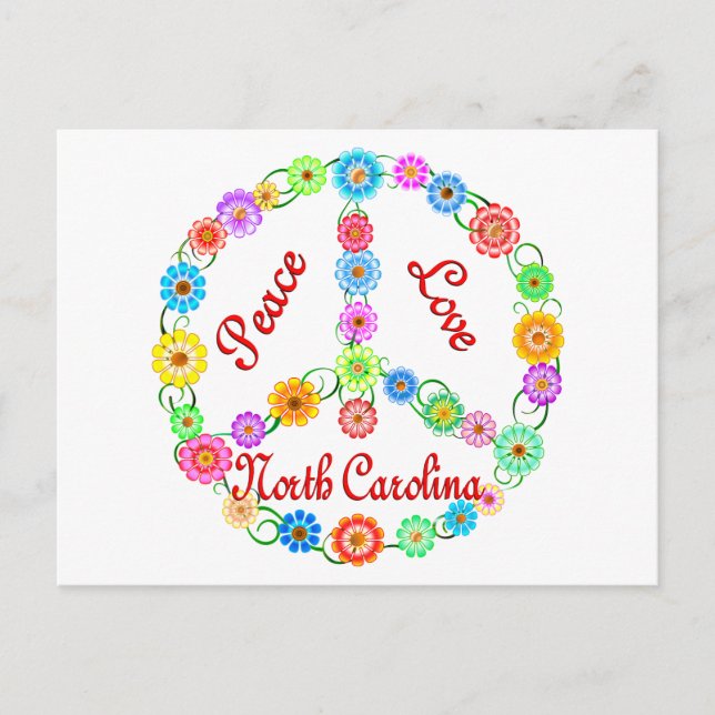 Peace Kärlek North Carolina Vykort (Framsida)