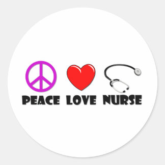 Peace Kärlek Nurse Runt Klistermärke