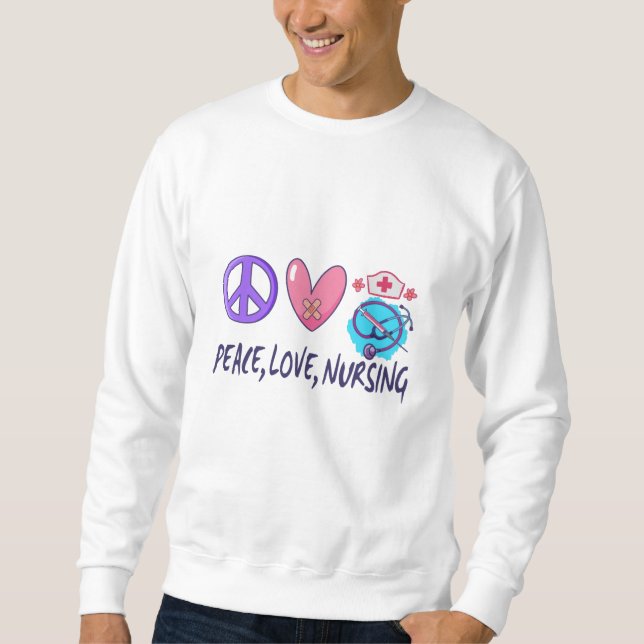 Peace Kärlek Nursing Lång Ärmad Tröja (Framsida)