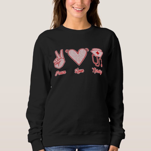 Peace Kärlek Nursing Nurse Stethoscope Hat Heart S T Shirt (Framsida)