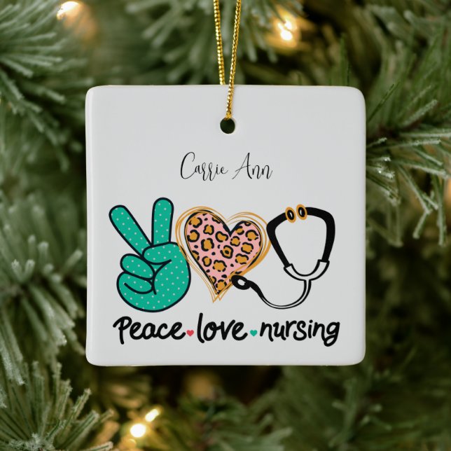 Peace Kärlek Nursing Personlig Julgransprydnad Keramik (Träd)