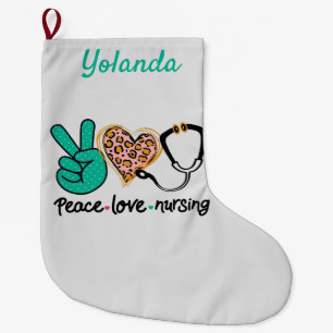 Peace Kärlek Nursing Personlig Stor Julstrumpa