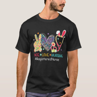 Peace Kärlek Nursing Registered Nurse Bunny Leopar T Shirt