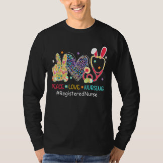 Peace Kärlek Nursing Registered Nurse Bunny Leopar T Shirt