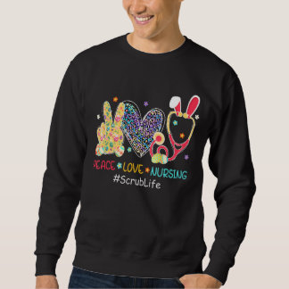 Peace Kärlek Nursing SCrub Life Nurse Bunny Leopar Lång Ärmad Tröja