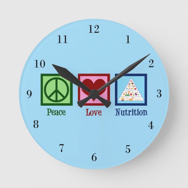 Peace Kärlek Nutrition Rund Klocka (Framsida)