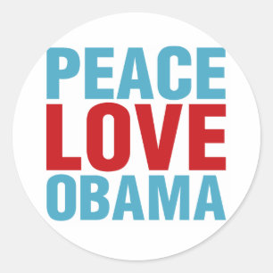 Peace Kärlek Obama Runt Klistermärke