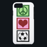 Peace Kärlek Ocer<br><div class="desc">En söt fotbollsgåva med fredstecken, hjärta och fotboll. Underbar för en fotbollsspelare eller lagspelare.</div>