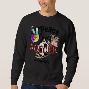 Peace Kärlek Ocer Nonna Life Mamma Grandma Leopard Lång Ärmad Tröja
