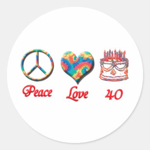 Peace Kärlek och 40 år Runt Klistermärke