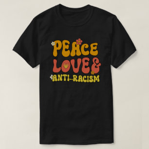 Peace Kärlek och Anti-Racism Square Sticker T Shirt