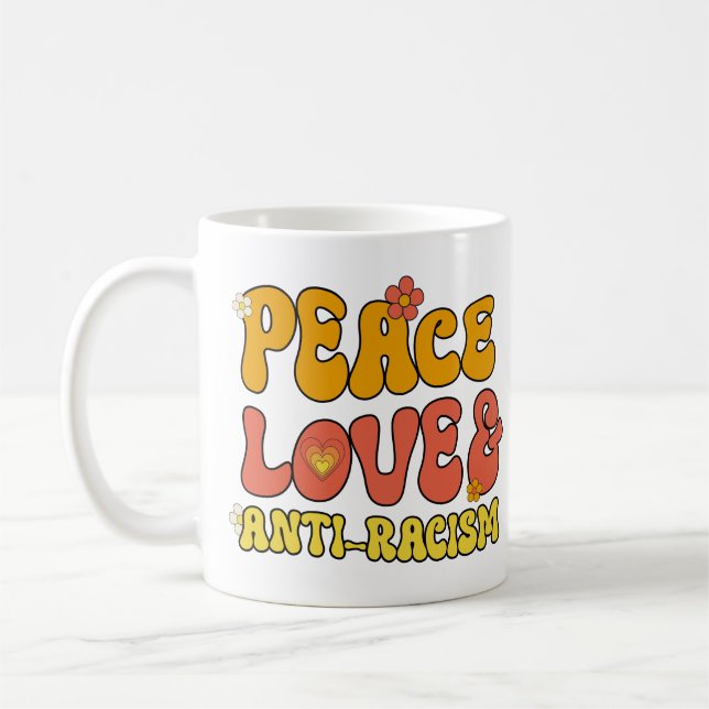 Peace Kärlek och antirasism Kaffemugg (Vänster)