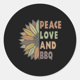 Peace Kärlek och BBQ Runt Klistermärke