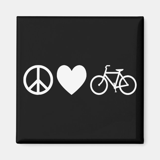 Peace Kärlek och Bicycles Magnet (Framsidan)