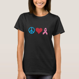 Peace Kärlek och Breast Cancer Pink Ribbon T Shirt