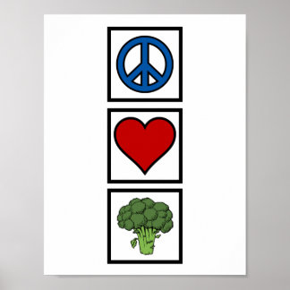 Peace Kärlek och Broccoli Poster