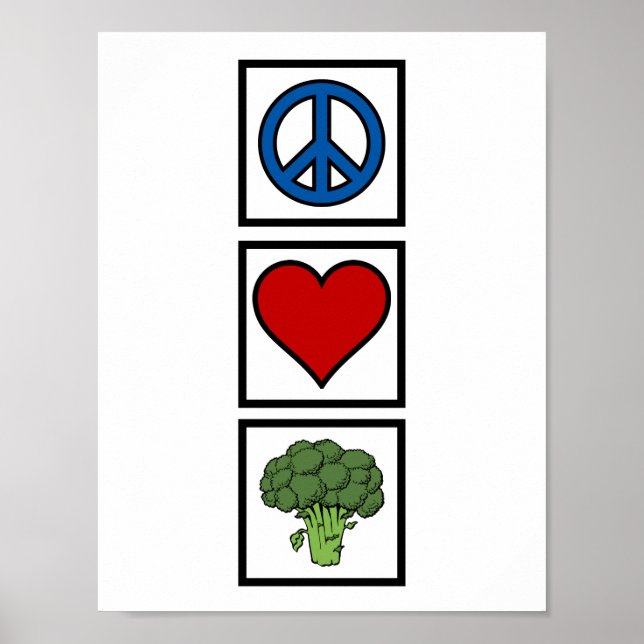 Peace Kärlek och Broccoli Poster (Framsidan)