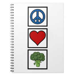 Peace Kärlek och Broccoli Spiral Bound Anteckningsbok