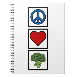 Peace Kärlek och Broccoli Spiral Bound Anteckningsbok