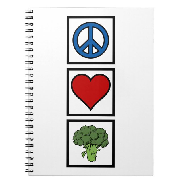 Peace Kärlek och Broccoli Spiral Bound Anteckningsbok (Framsidan)