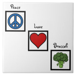 Peace Kärlek och Broccoli Symbols Kakelplatta
