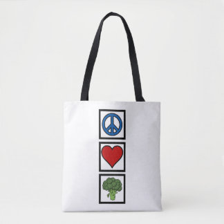 Peace Kärlek och Broccoli Symbols Tygkasse