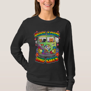 Peace Kärlek och Cats Hippie Beatnik Flower Power T Shirt