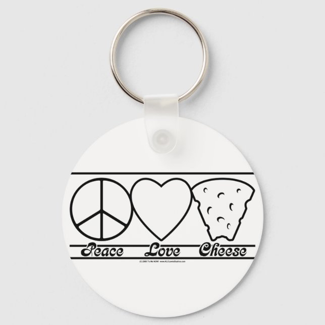 Peace Kärlek och Cheese Nyckelring (Framsida)
