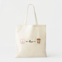Peace, Kärlek och Coffee Tote Bag