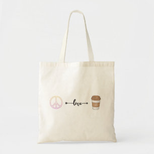 Peace, Kärlek och Coffee Tote Bag Tygkasse