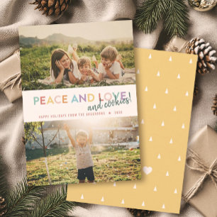 Peace Kärlek och Cookies Roligt 2 Photo Rainbow Julkort