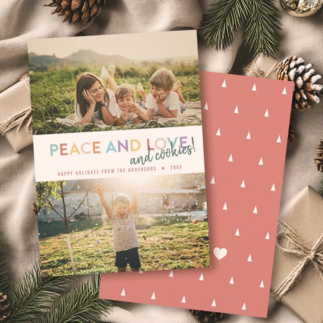 Peace Kärlek och Cookies Roligt 2 Photo Rainbow Julkort (Skapare uppladdad)