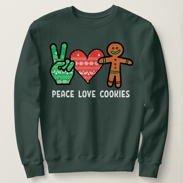 Peace Kärlek och Cookies Santa Gingertea Cookie Lo T Shirt (Design framsida)
