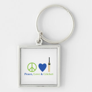Peace Kärlek och Cricket Tees och Gifts Fyrkantig Silverfärgad Nyckelring