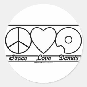 Peace Kärlek och Donuts Runt Klistermärke