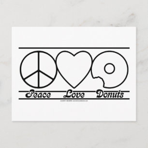 Peace Kärlek och Donuts Vykort
